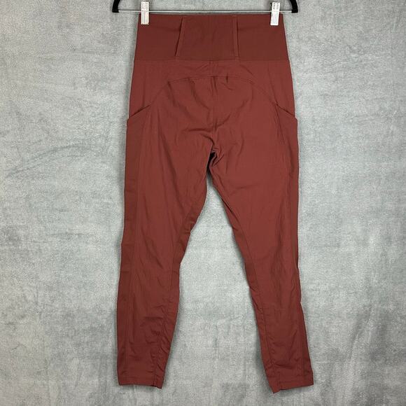 Athleta Pants Womens 2 Burgundy Trekkie Hybrid Crop Tight Stretch Workout Gym - Picture 6 of 14